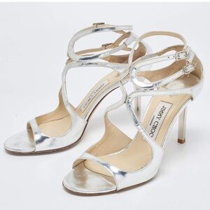 Perfect! Jimmy Choo Silver Strappy Heels